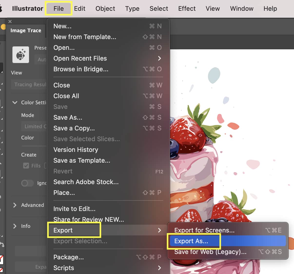 how to save 300ppi png in illustrator using export as