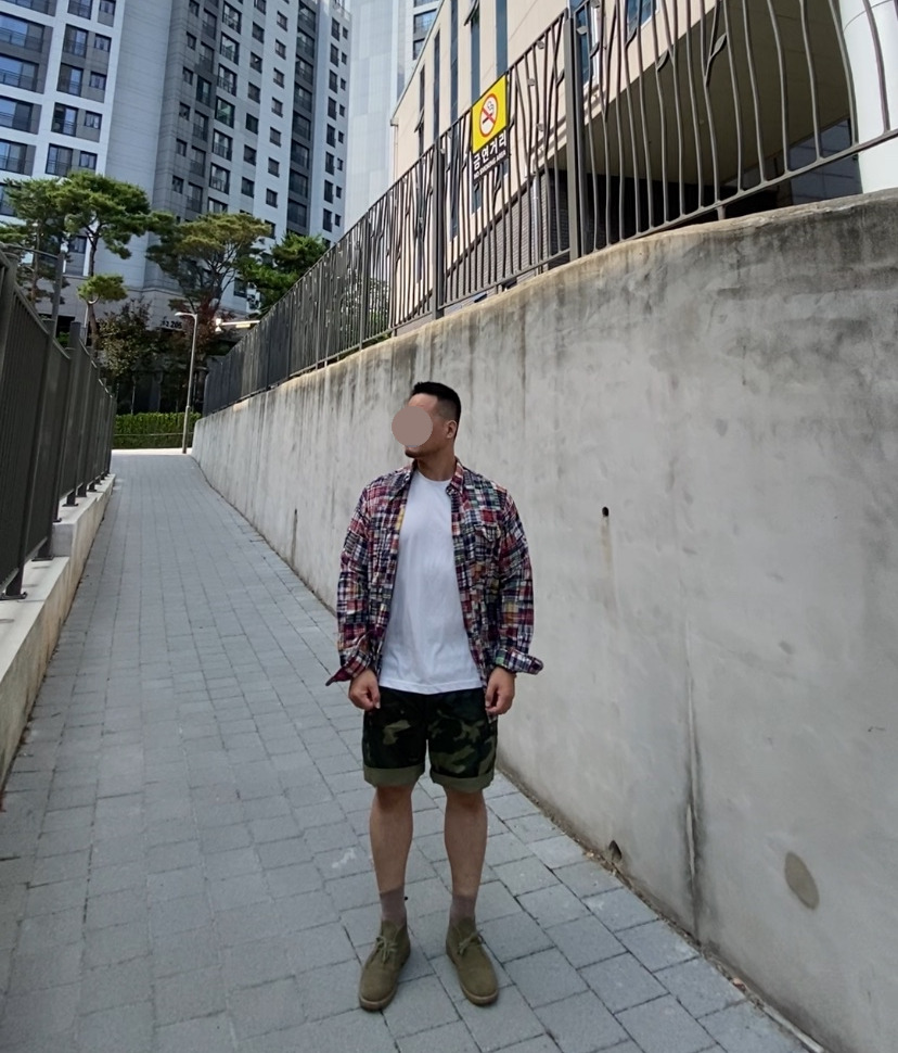 데일리룩('26. 6. 28.)폴로랄프로렌 패치워크 마드라스 클래식핏 린넨 셔츠, 무신사스탠다드 쿨탠타드 티셔츠, 로스코 카모 BDU 팬츠, 무신사스탠다드 양말, 언코즈 처카부츠