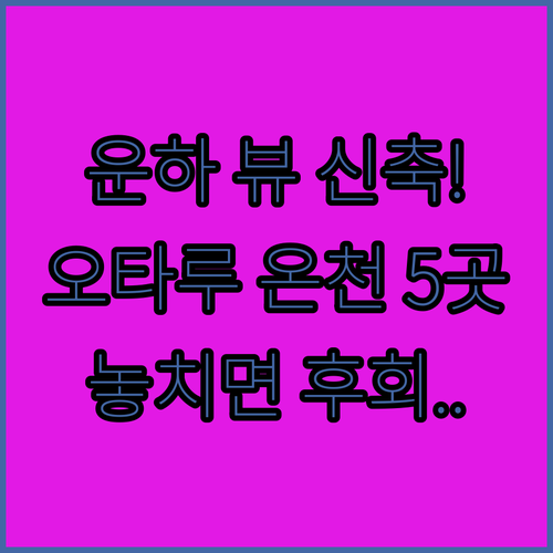 오타루 숙소 추천 운하 뷰 신축 온천..