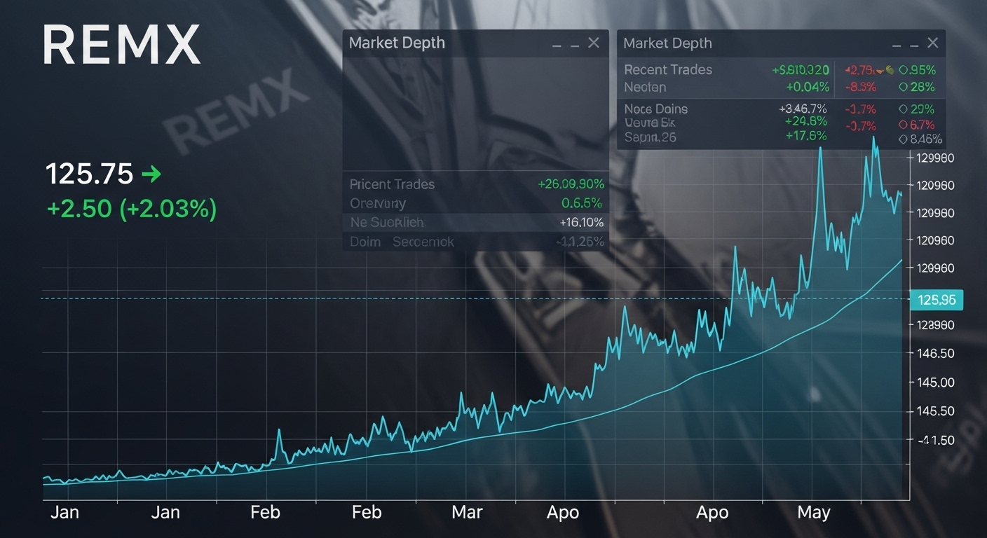 REMX 티커가 보이는 ETF 거래 차트와 그래프