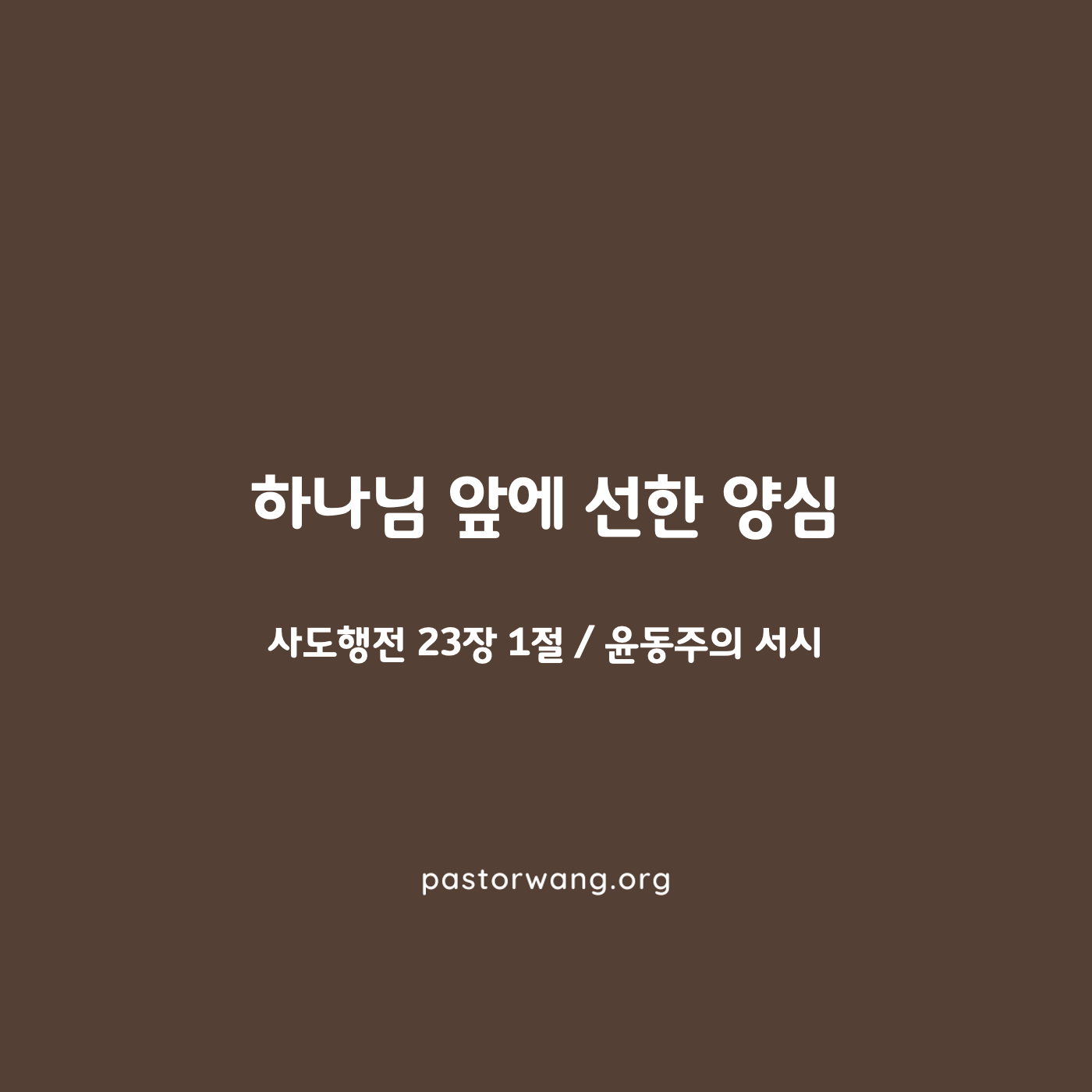하나님 앞에 선한 양심 / 윤동주의 서시 / 사도행전 23장 1절