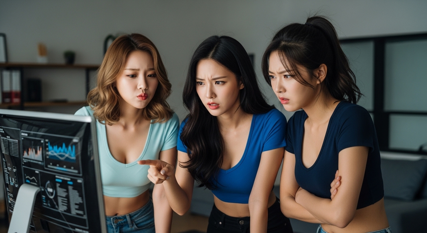 컴퓨터를 보는 여자들