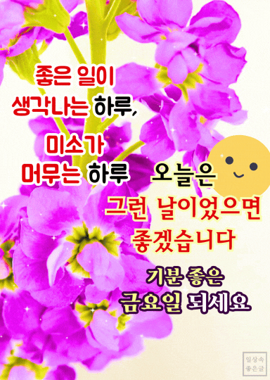 좋은 일이 가득한 금요일 인사말 이미지, 미소 짓는 하루