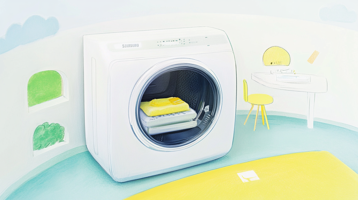 우아하고 맞춤화 가능한 디자인 요소를 반영하는 미래 지향적인 가정 인테리어 속 삼성 비스포크 세탁기