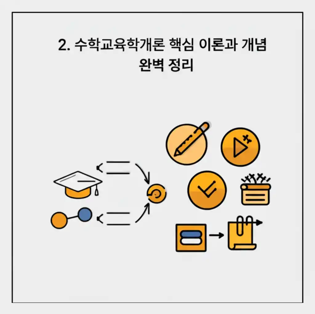 2. 수학교육학개론 핵심 이론과 개념 정리. 학습 내용을 요약한 시각 자료.