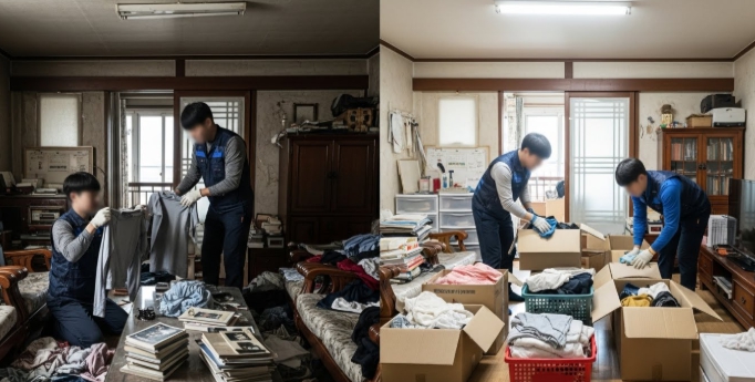 논산 고독사청소 및 정리중