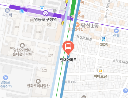 현대아파트에서 인천공항 리무진 공항버스(6008번) 지도 위치