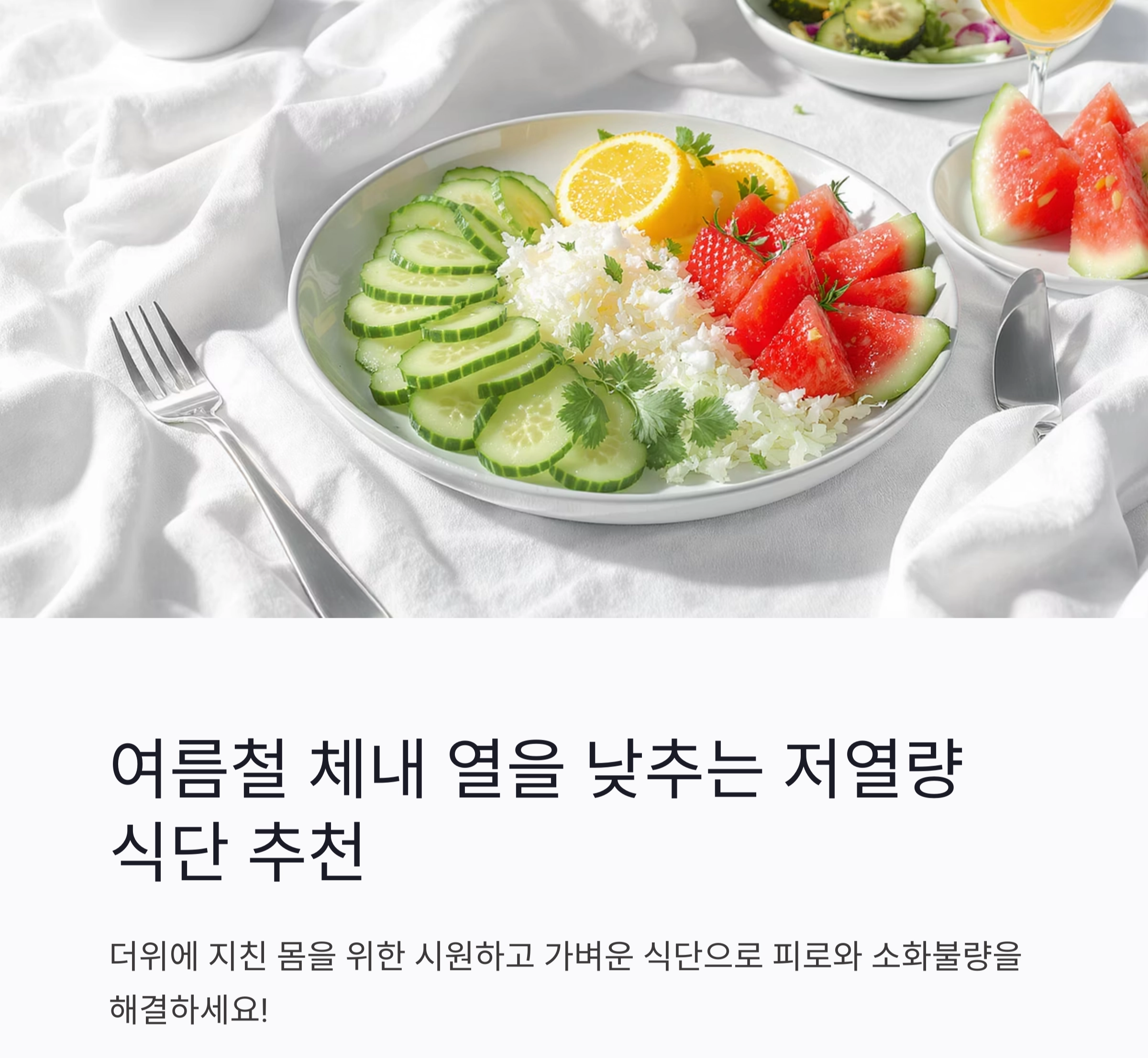 여름철 체내 열을 낮추는 저열량 식단 추천