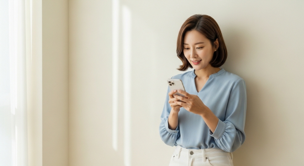 포인트 환급 문자 확인 중인 스마트폰