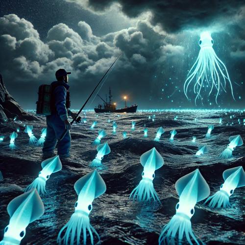 깊은 바다에서 만난 오징어와 용궁의 신호