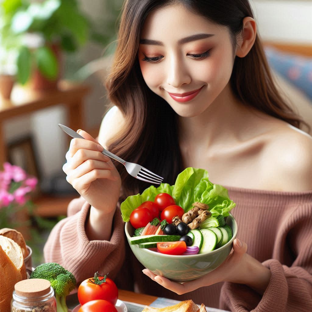 저혈당식사를 하고 있는 여성