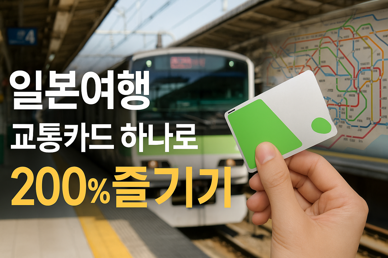 일본 교통카드와 지하철 이미지