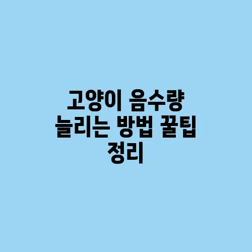 고양이 음수량 늘리는 방법 꿀팁 정리