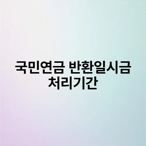 국민연금 반환일시금 처리기간