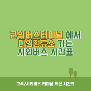 군위버스터미널에서 다인정류소 가는 시외버스 시간표 최신정보