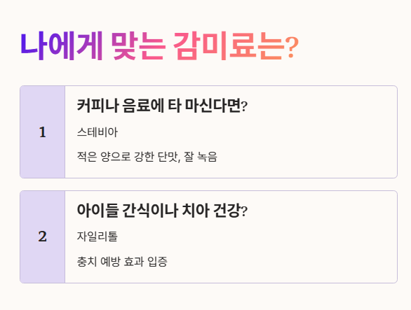 나에게 맞는 감미료는 ? 커피, 아이들 간식?