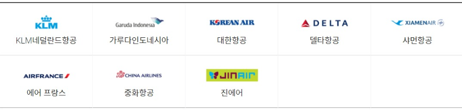 제 2여객터미널 사용 항공사