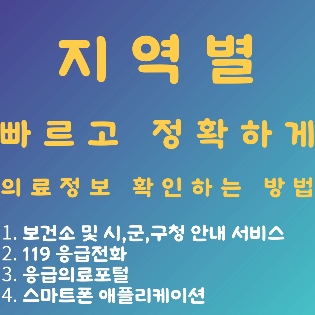 지역별 쉽고 빠르게 명절연휴 의료정보 확인방법