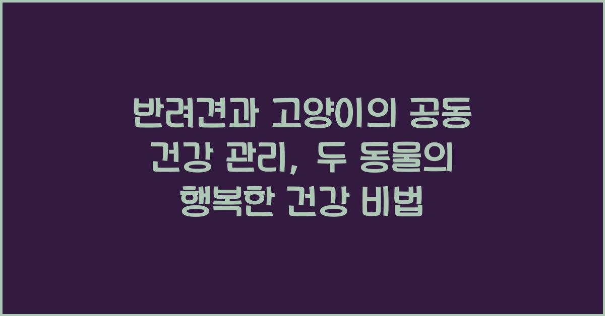 반려견과 고양이의 공동 건강 관리: 두 동물 함께 건강 챙기기
