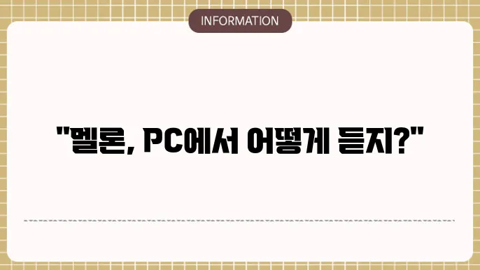 멜론 pc버전 플레이어 다운로드