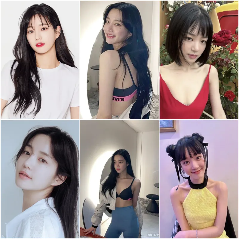 6개의 다양한 의상과 헤어스타일의 이유비 프로필