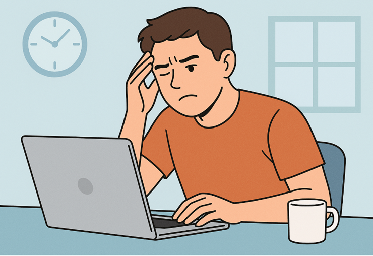 노트북 작업을 하는 남자