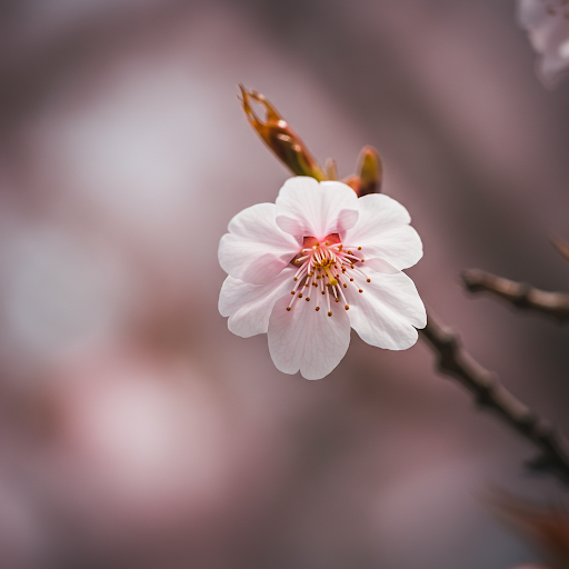 활짝 핀 연분홍색 벚꽃나무 아래에서 밝게 미소 지으며 손을 잡고 서 있는 커플의 뒷모습입니다. 따뜻한 햇살이 부드럽게 비추고 있으며, 여성은 연한 핑크색 원피스를, 남성은 밝은 베이지색 셔츠를 입고 있어 화사한 봄 분위기를 연출합니다.