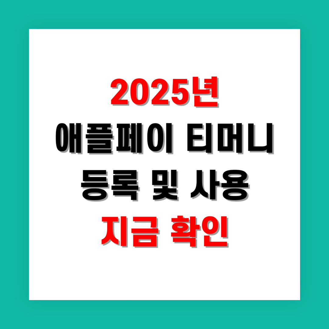 2025년 애플페이 티머니 등록 및 사용 지금 확인