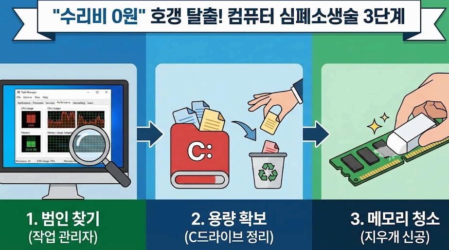 컴퓨터 느려졌을 때 수리점 가기 전 3가지만 확인하세요!