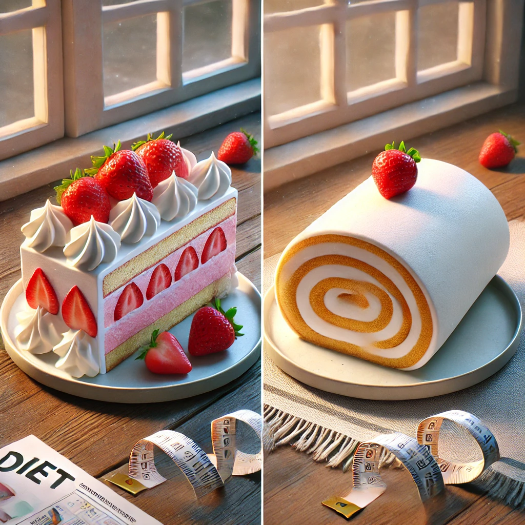 다이어트 관점에서 생크림 케이크와 롤케이크 비교 디저트 선택, 무엇이 더 나을까