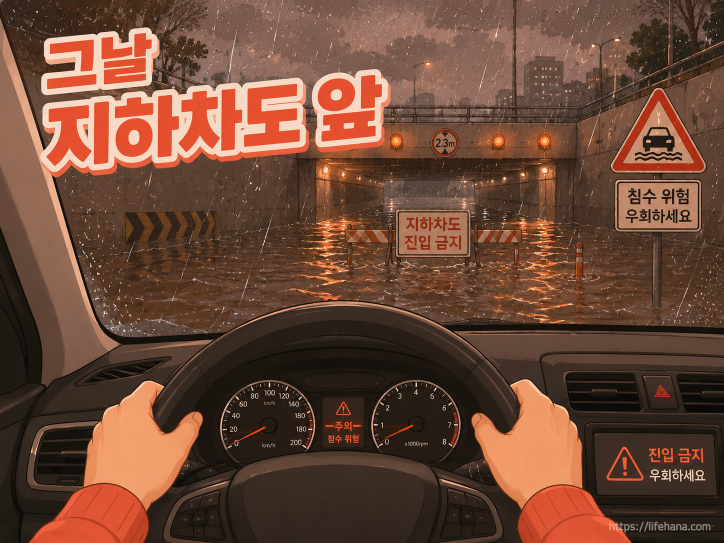 비 쏟아지던 그날, 지하차도 앞에서 망설였습니다