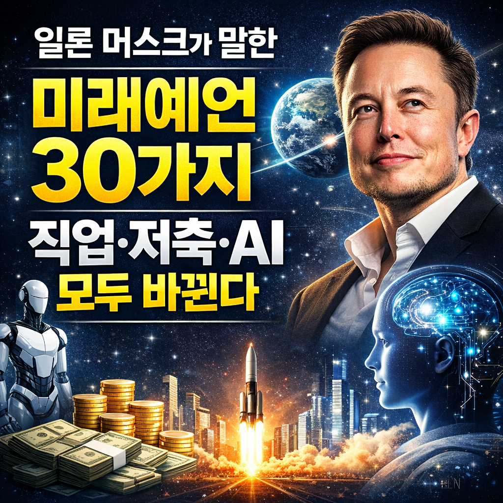 일론 머스크가 말한 미래예언 30가지 : 직업&middot;저축&middot;AI 모두 바뀐다
