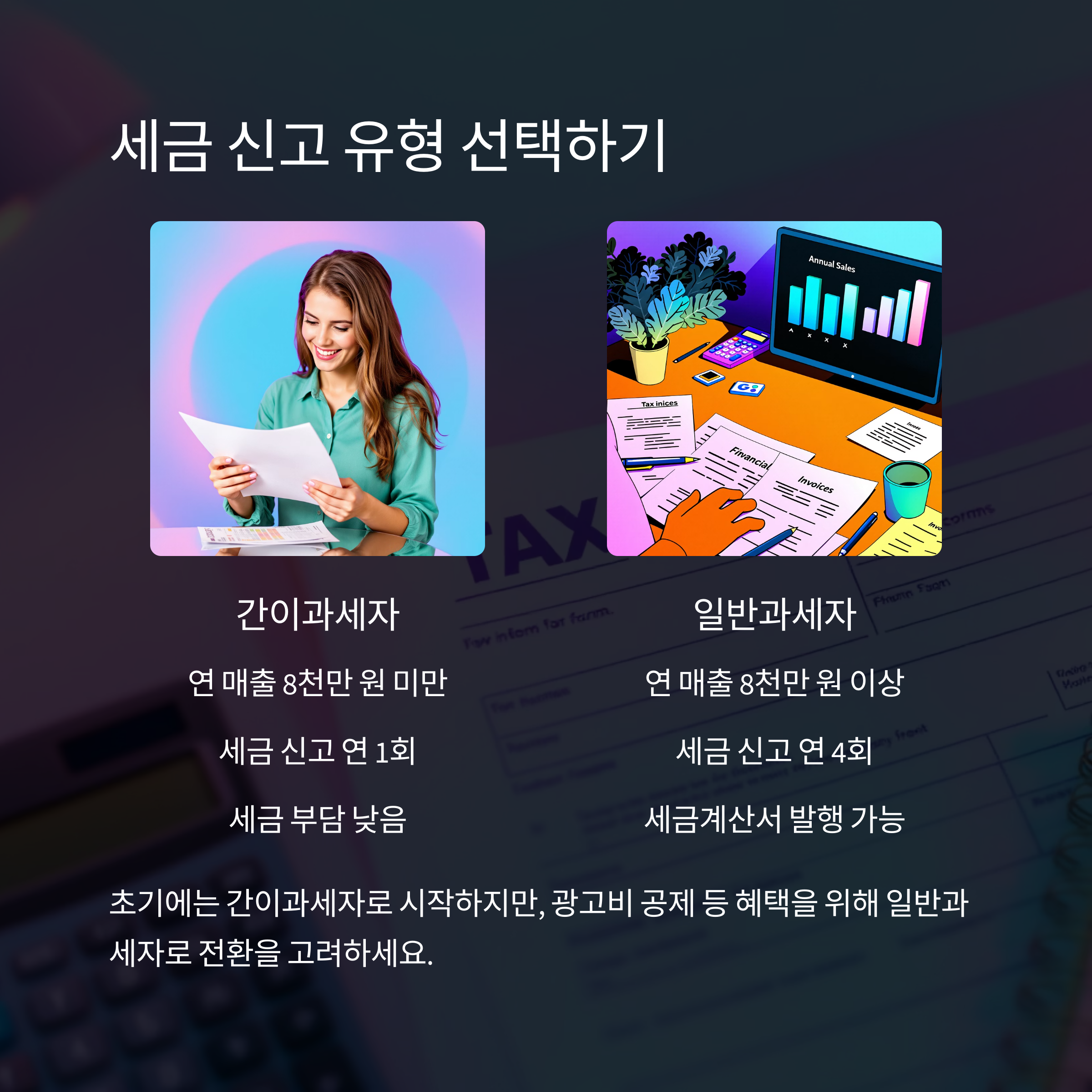 세금신고 유형 선택하기