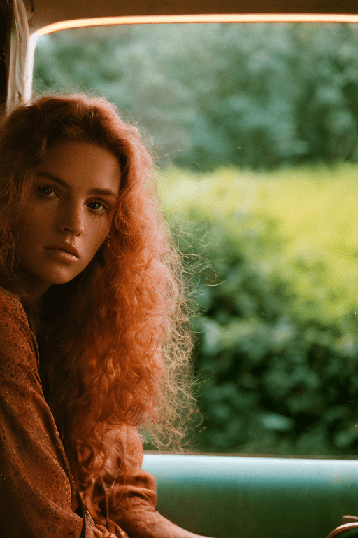 Playground AI로 생성한 그림(3) - 빨간 곱슬머리 여성