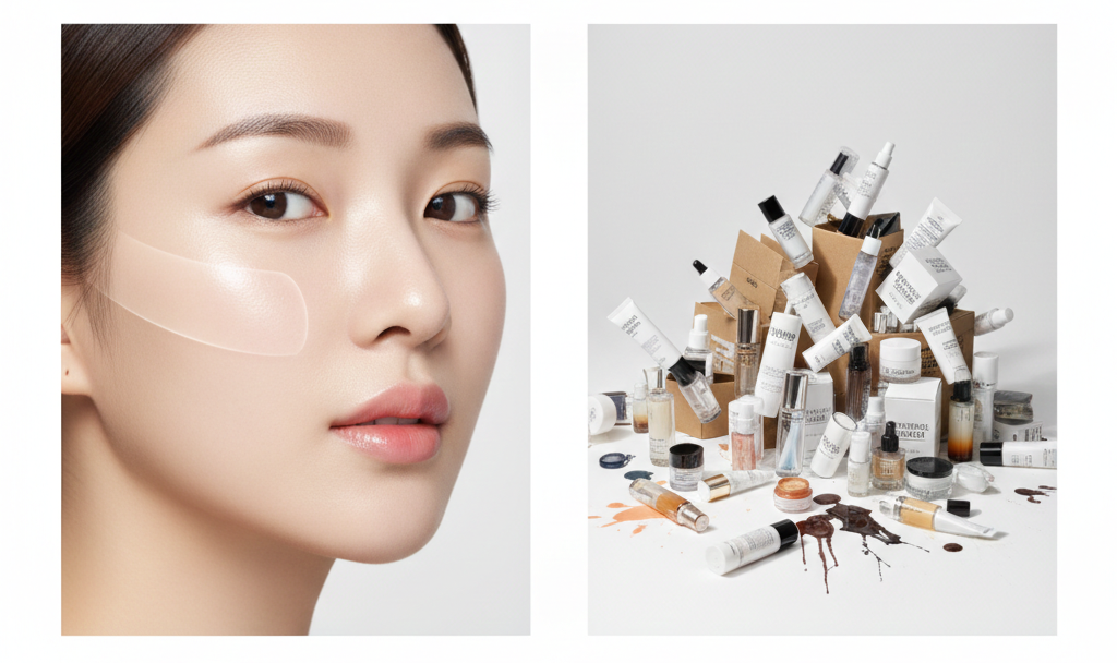 기미 관리, 제품을 바꾸기 전에 먼저 확인 해야 한다는 내용을 전달하는 이미지