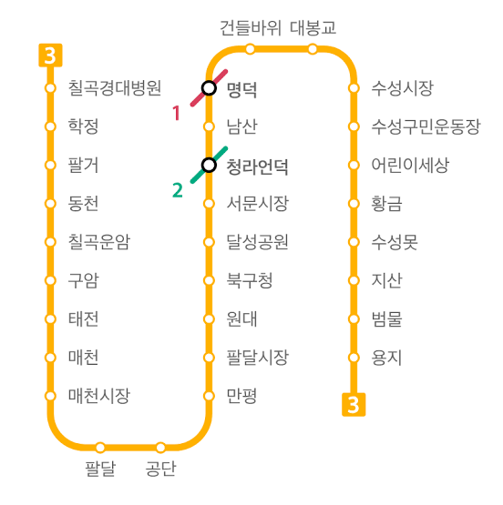 대구 3호선 노선도