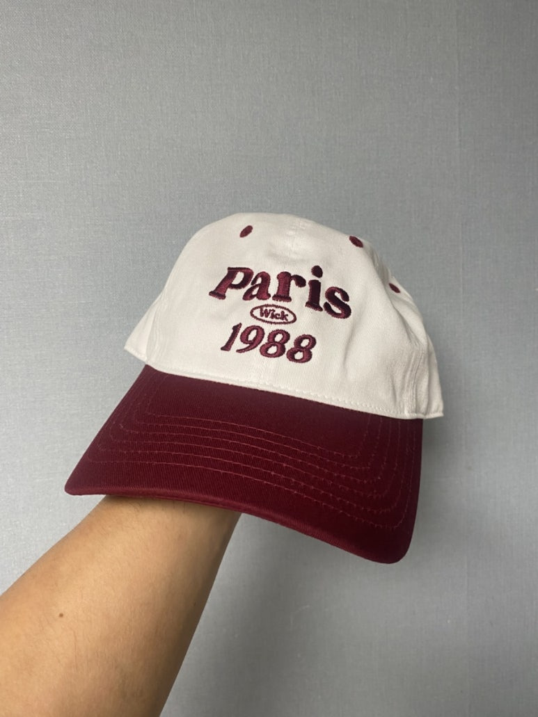 윅 WICK Paris 1988 투톤 워싱 빈티지 볼캡 모자 야구모자 레드