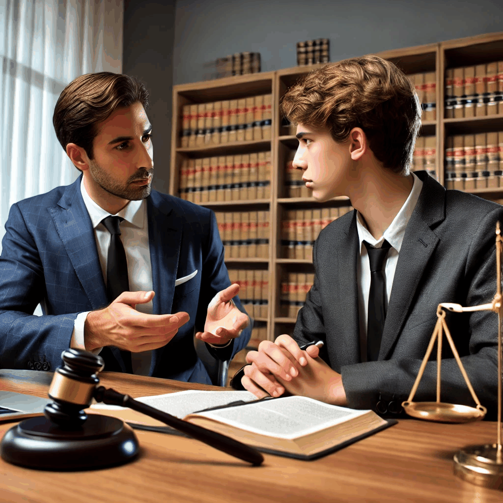 법률 사무실에서 변호사가 불법행위와 손해배상과 관련한 문제를 설명하는 장면