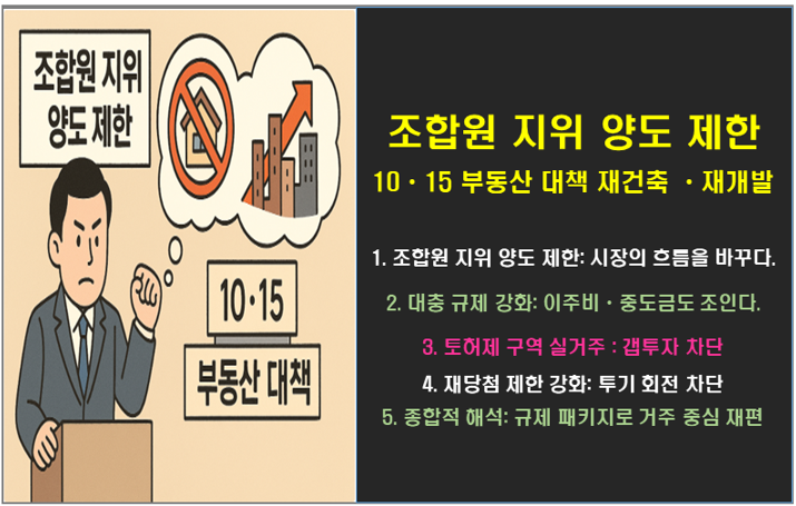 조합원 지위 양도 제한 : 10·15 부동산 대책 재건축·재개발 시장의 흐름을 바꾸다.