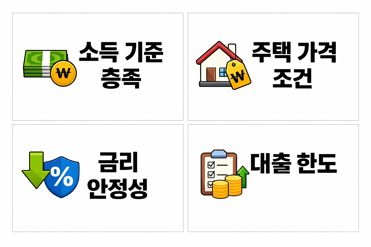 소득 기준과 주택 가격 조건 금리 안정성 대출 한도를 기준으로 디딤돌대출과 보금자리론 선택 포인트를 정리한 비교 이미지