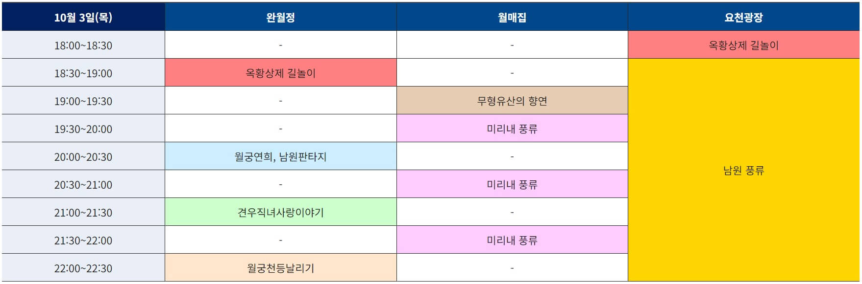 10월 3일(목) 일정