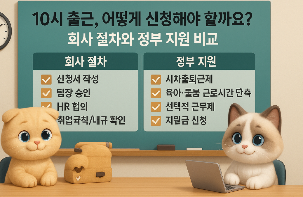 10시 출근, 어떻게 신청해야 할까요? 회사 절차와 정부 지원 비교