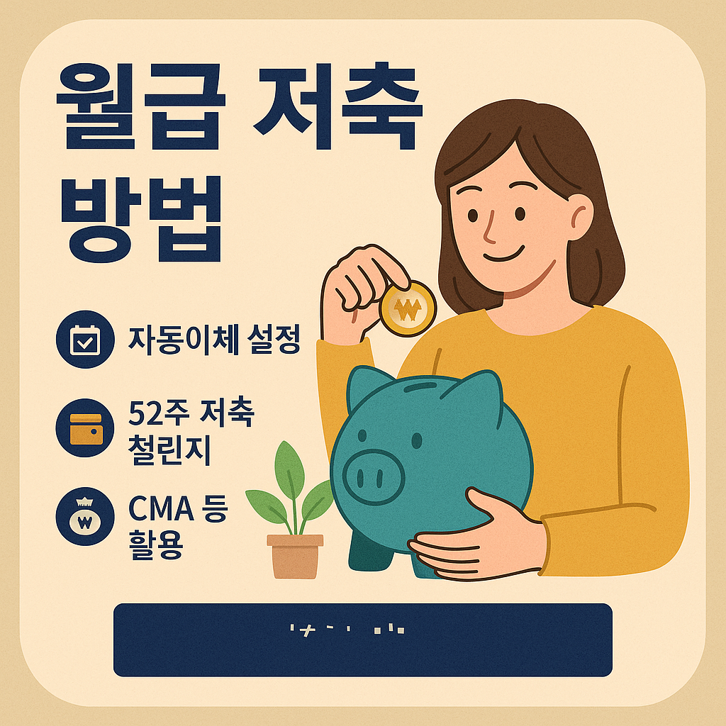 저축하는 여성을 중심으로 금융 저축 전략을 강조한 안내 포스터