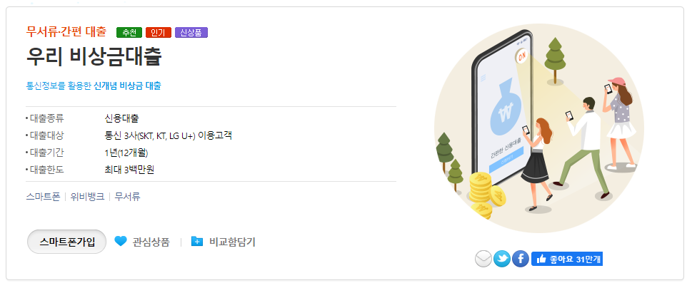 우리은행 비상금대출