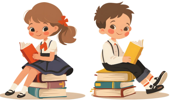 책을 보는 아이들 사진