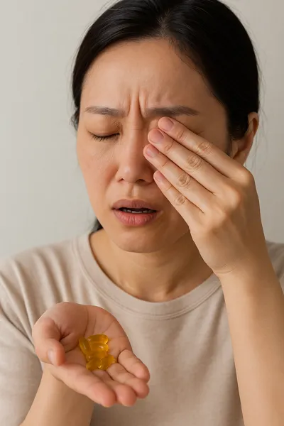 루테인 복용 후 눈 통증 여성