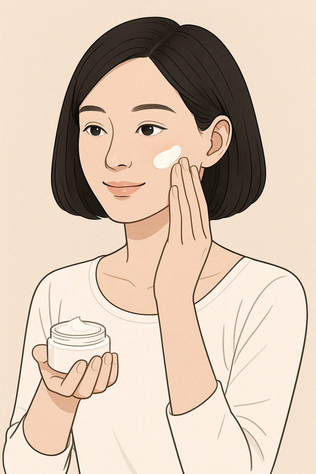 건조한 피부에 수분크림을 발라 촉촉하게 관리하는 여성 모습(출처:자체제작)