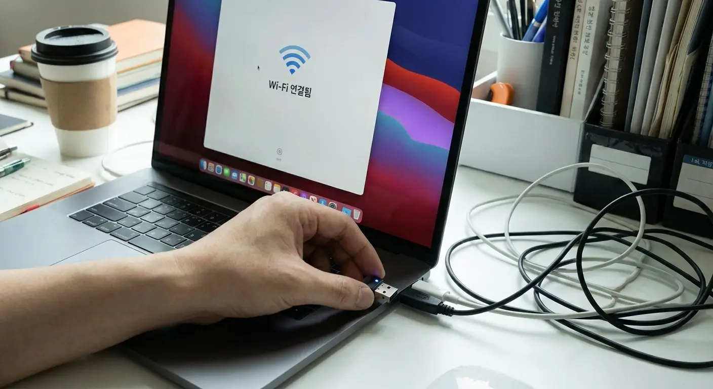 USB 무선랜 동글 연결 모습