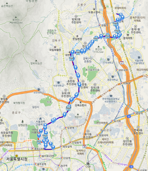 102번버스 노선도