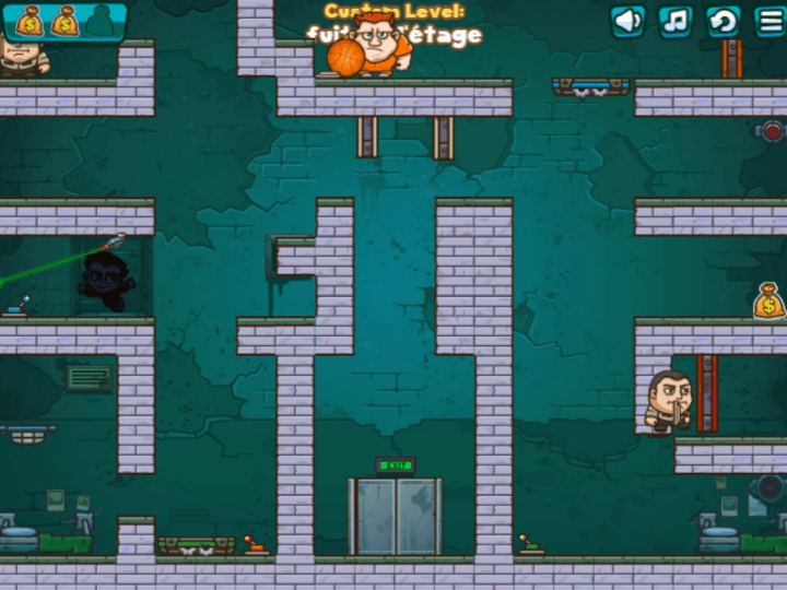 2인용-감옥탈출-게임하기4-플레이-덩치가-큰-죄수가-농구공을-버튼-위에-올려-놓은-화면